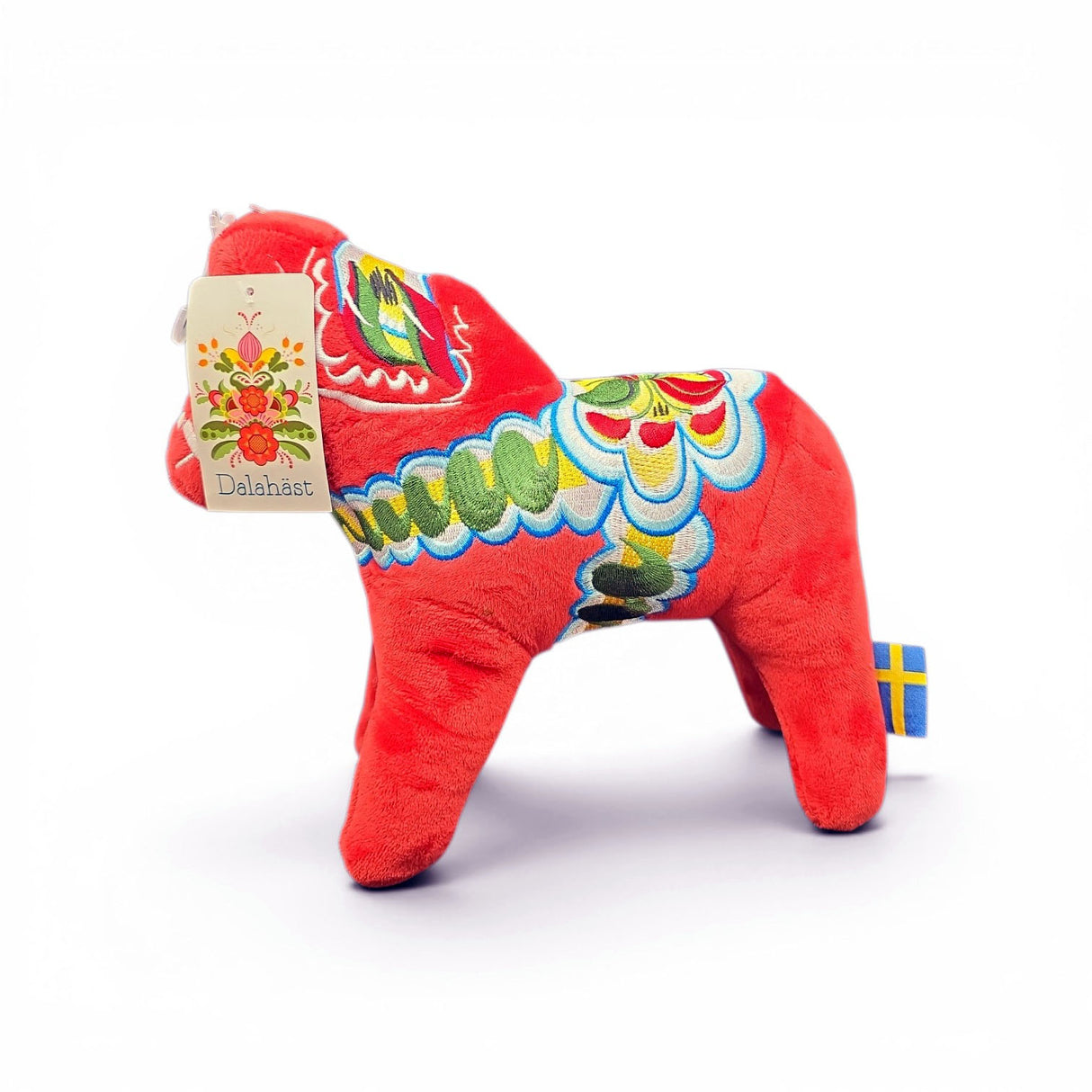 Plush: Swedish Dala Horse Stuffed Animal from Sweden 8.5" tall x 9" long