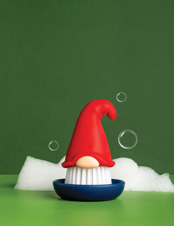 Brush: Beardy Tomte - Gnome Dish Scrub Brush 4" Tall with Dish 3.25" Diamter