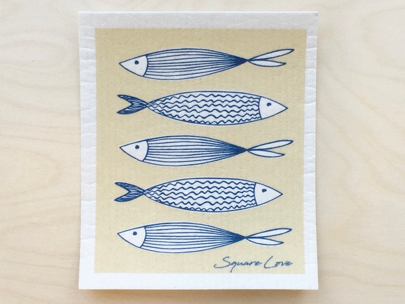 Gift Duo: Fish 1 Tea Towel + 1 Dish Cloth