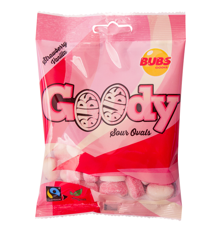 Candy: Bubs Godis Strawberry with Vanilla Sour Ovals 90g