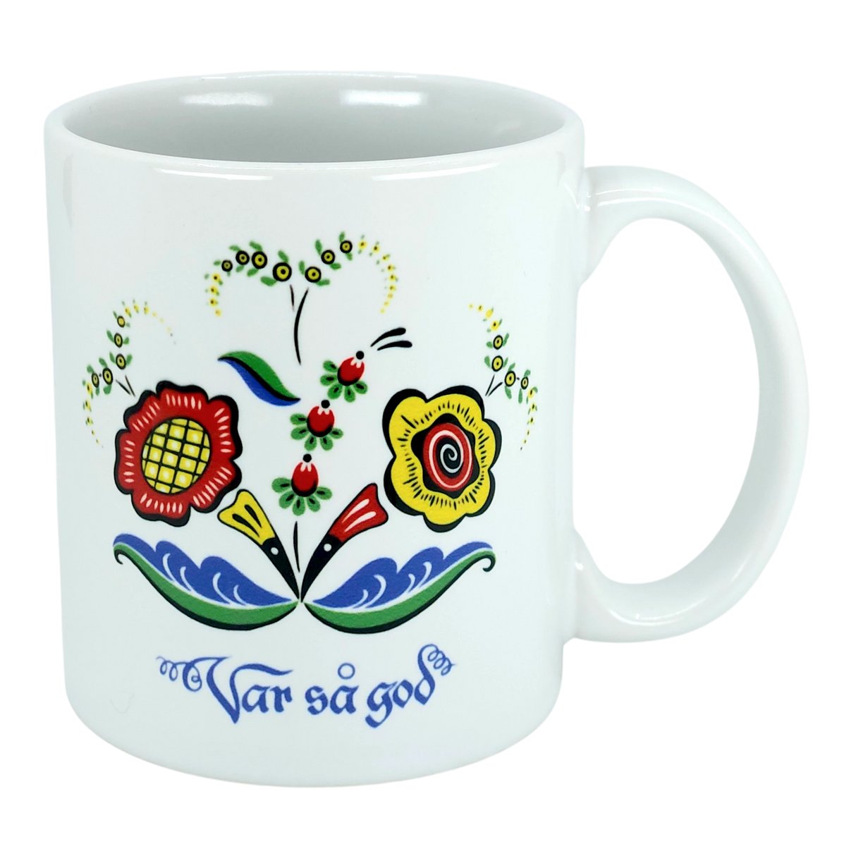 Mug: "Var så god" Welcome with Swedish Flowers Coffee Mug (11oz)