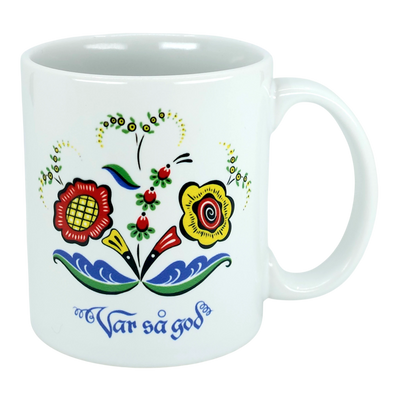 Mug: "Var så god" Swedish Floral Design Coffee Mug (11oz)