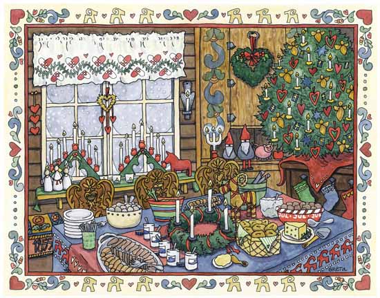 Artwork: "Christmas at Fogelbo" by Greta Lann Framed