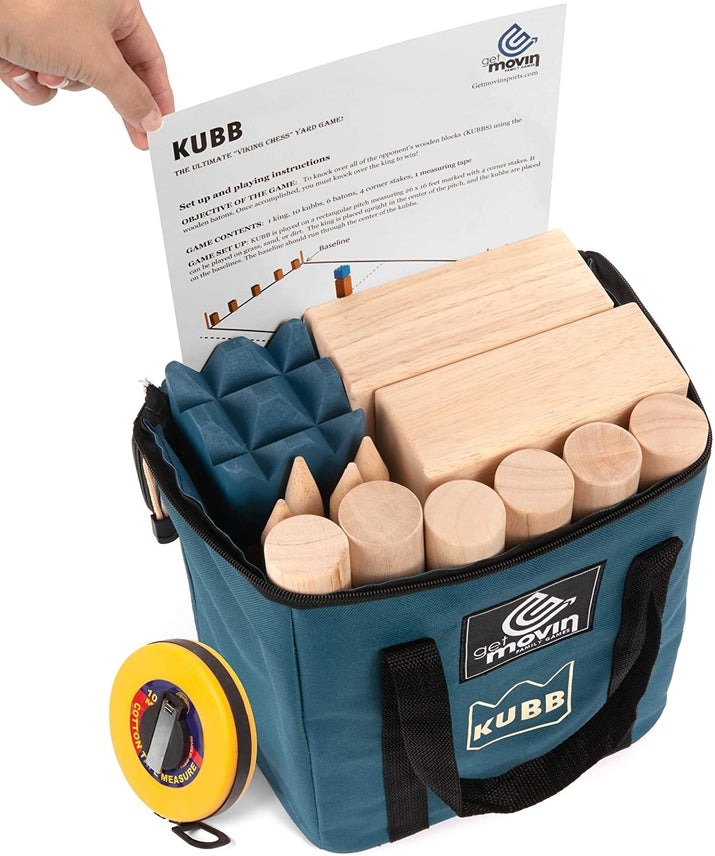 Yard Game: Kubb - Premium Rubberwood Set, Viking Chess Outdoor Yard Game