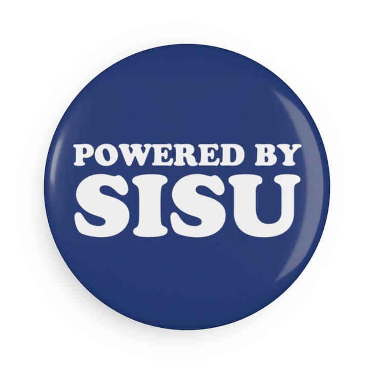 Magnet: "Powered by Sisu", 2.25" Round Magnet