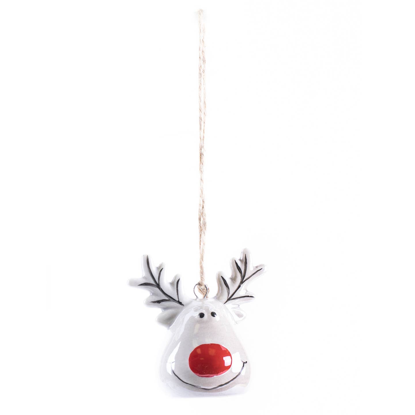 Add charm to your tree with the Moose Christmas Tree Ornament, featuring black antlers, a white face, a big red nose, and a hanging string—perfect for festive decor.