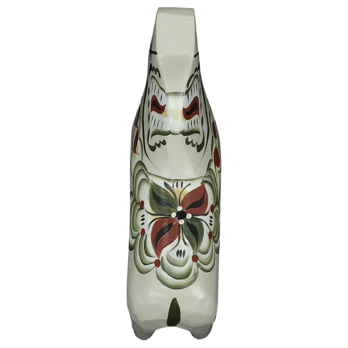 The Grannas Olsson "Anders / Anniversary Series" Gray Swedish Dala Horse (13 cm) is a handcrafted ceramic figurine, celebrating traditional Swedish craftsmanship with its unique design.