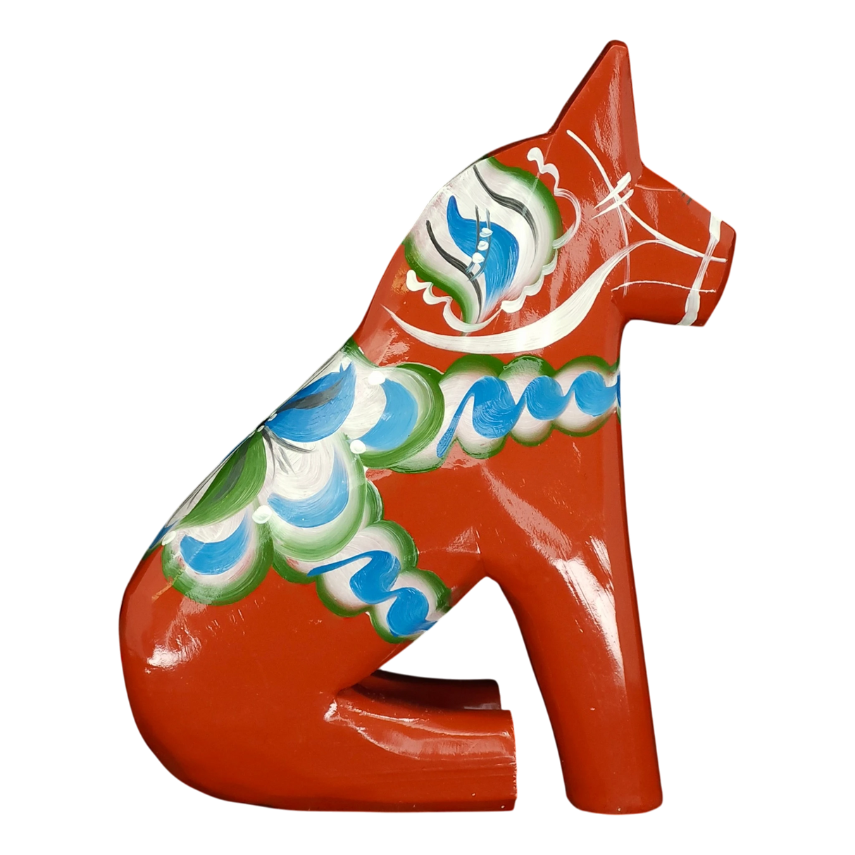 Dala Horse: Sitting Red Swedish Dala Horse | Handcrafted by Grannas A Olsson in Sweden