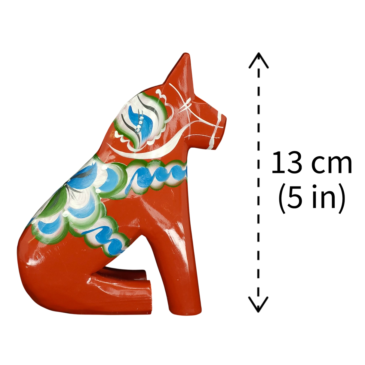 Dala Horse: Sitting Red Swedish Dala Horse | Handcrafted by Grannas A Olsson in Sweden