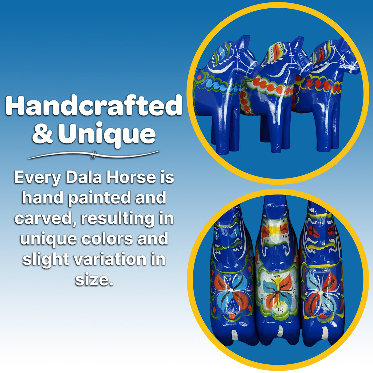 Dala Horse: Blue Swedish Dala Horse | Handcrafted by Grannas A. Olsson in Sweden