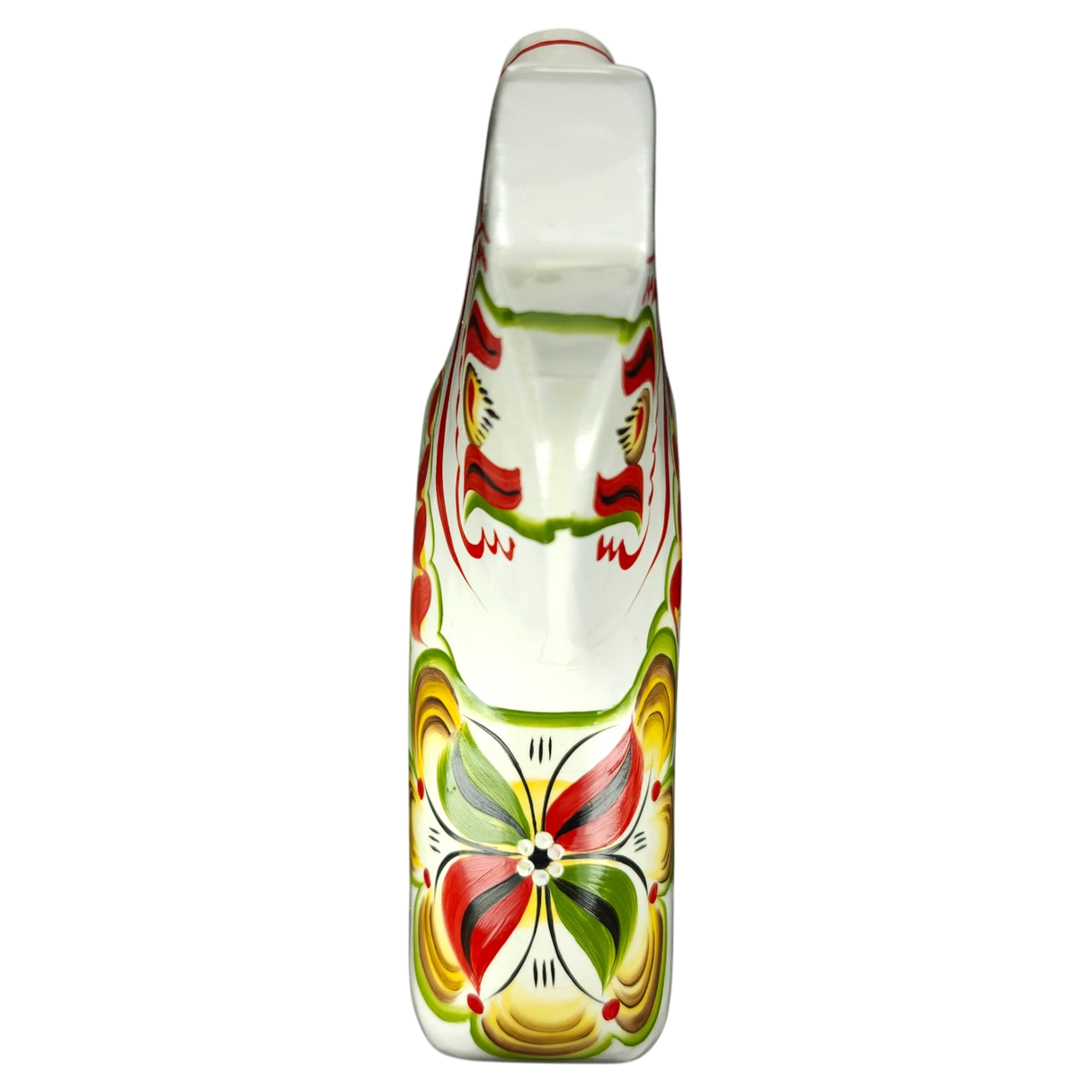 Dala Horse: White Swedish Dala Horse with Multi-Color Kurbits | Handcrafted by Grannas A. Olsson in Sweden