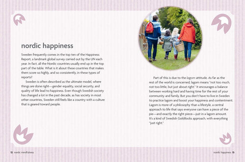 A family of four strolls outdoors, holding hands and carrying bags, embodying togetherness—an image inspired by “Nordic Wisdom Simplify Your Life & Cultivate Well-Being” by Elisabeth Carlsson.