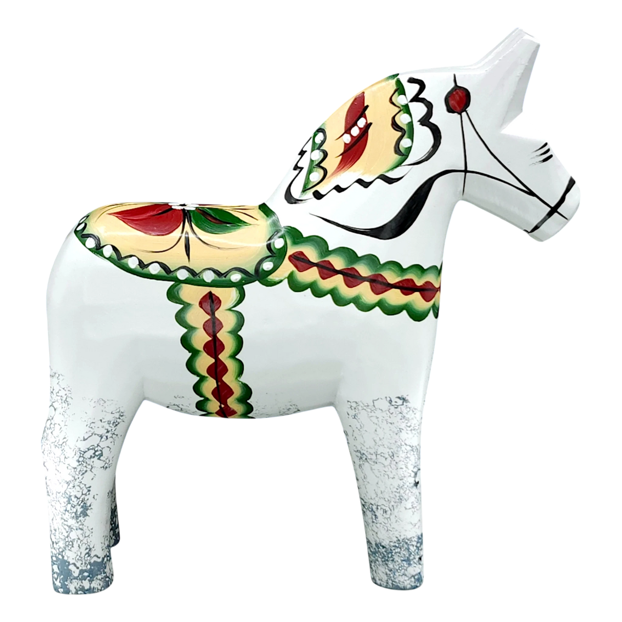 Dala Horse: Antique Inspired White with Gray Feet Dala Horse | Nils Olsson | Handcrafted in Sweden (17 cm / 6.7 in)