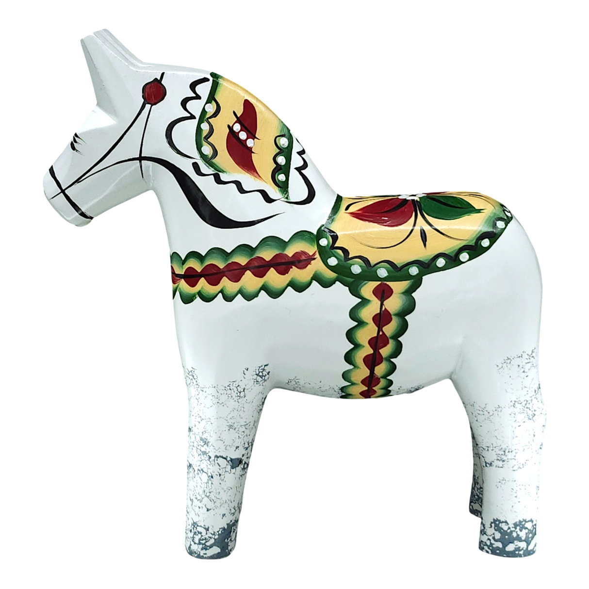 Dala Horse: Antique Inspired White with Gray Feet Dala Horse | Nils Olsson | Handcrafted in Sweden (17 cm / 6.7 in)