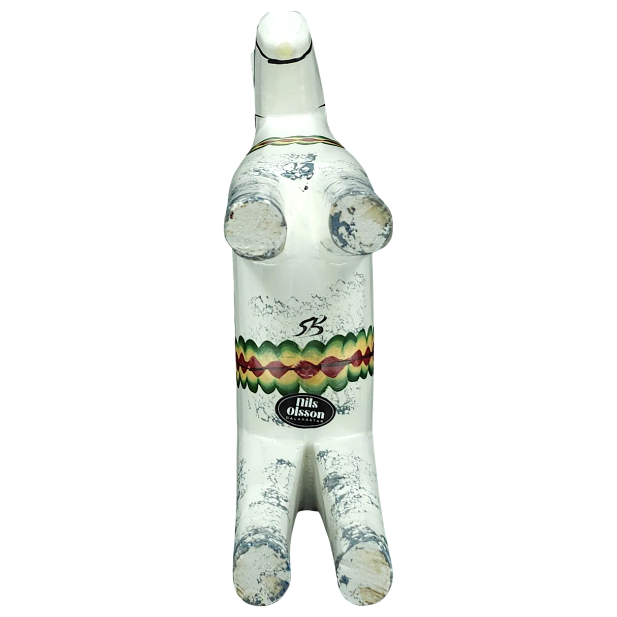 Dala Horse: Antique Inspired White with Gray Feet Dala Horse | Nils Olsson | Handcrafted in Sweden (17 cm / 6.7 in)