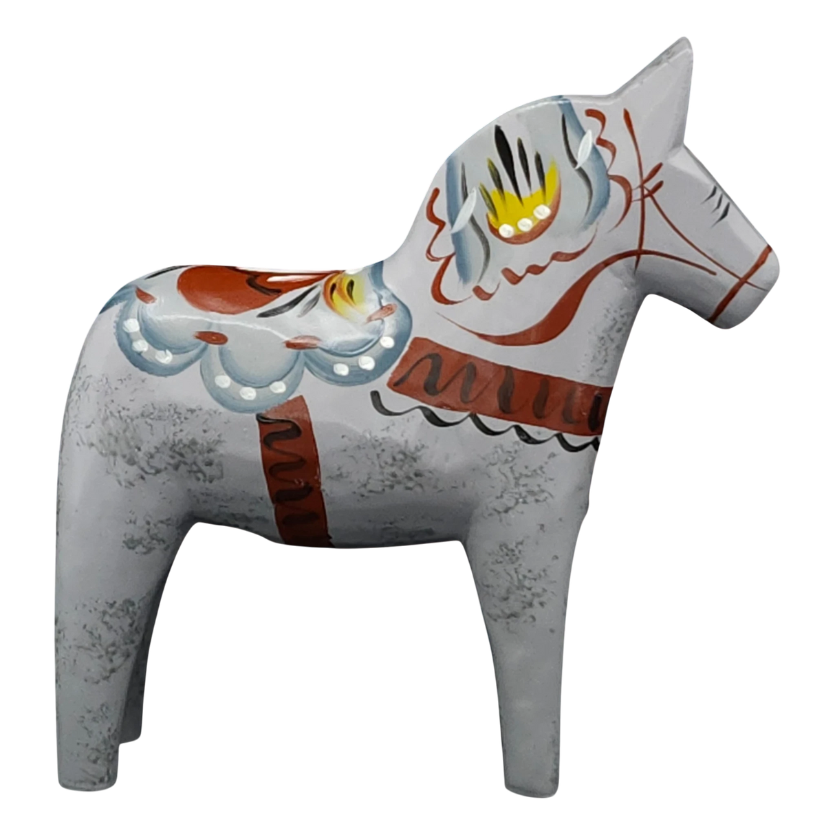 Dala Horse: Gray Swedish Dala Horse "Love Horse / Karlekshasten" | Nils Olsson | Handcrafted in Sweden (13 cm / 5 in)