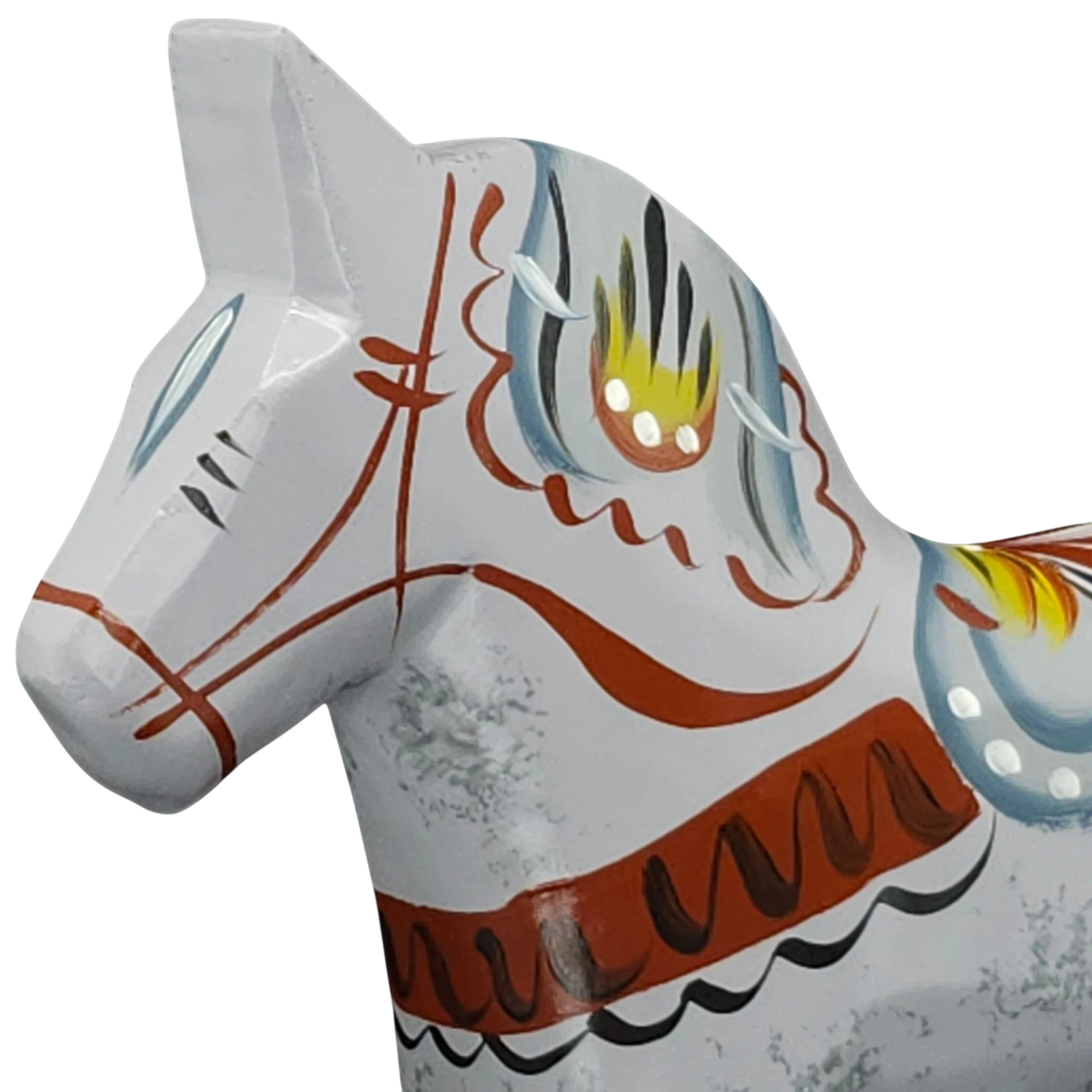 Dala Horse: Gray Swedish Dala Horse "Love Horse / Karlekshasten" | Nils Olsson | Handcrafted in Sweden (13 cm / 5 in)