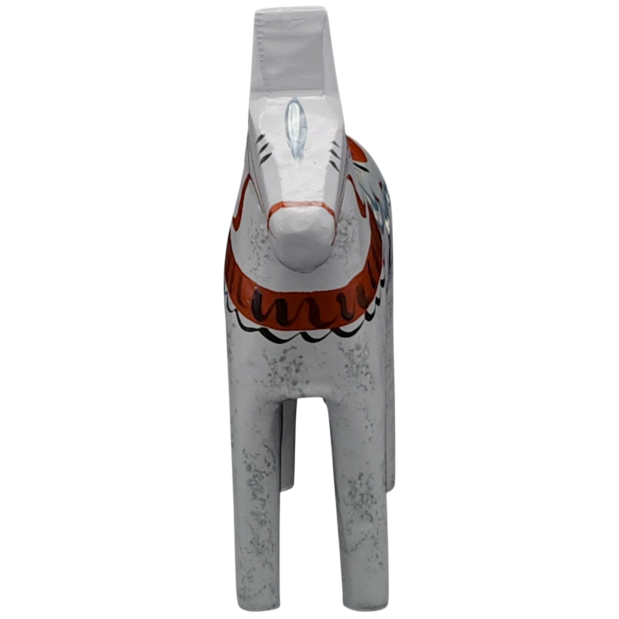 Dala Horse: Gray Swedish Dala Horse "Love Horse / Karlekshasten" | Nils Olsson | Handcrafted in Sweden (13 cm / 5 in)