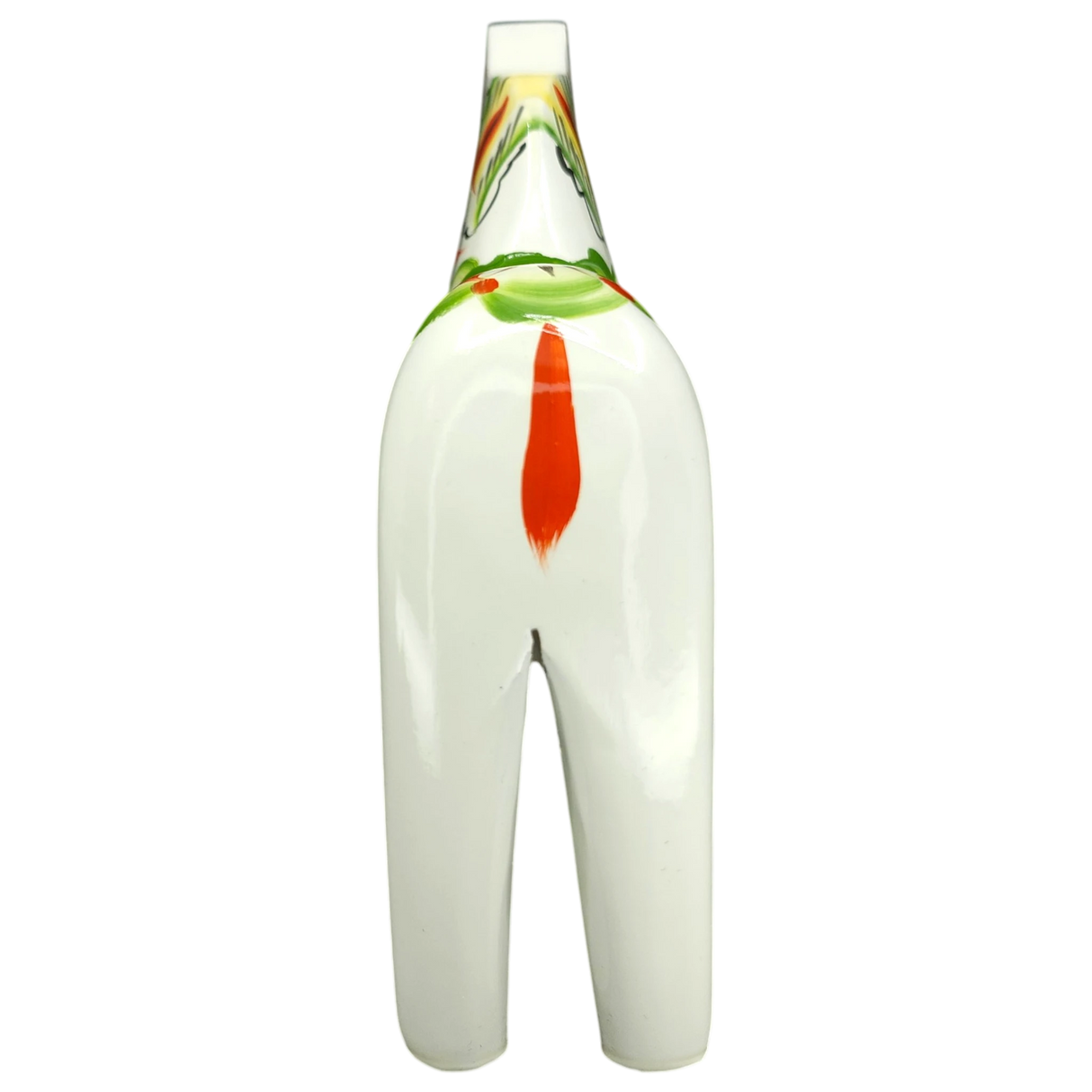 Dala Horse: White Swedish Dala Horse with Multi-Color Kurbits | Handcrafted by Nils Olsson in Sweden