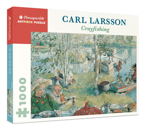 A 1,000-piece puzzle depicting Carl Larsson's crayfishing scene from the Ett hem series, featuring children joyfully gathering near a serene river.