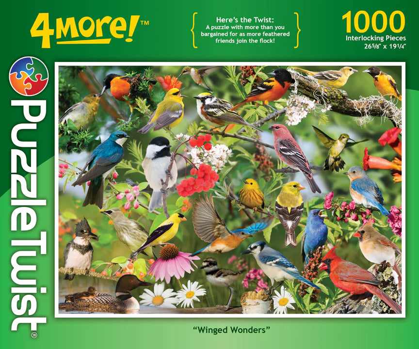 Puzzle: Winged Wonders 1000 Piece "4More!" PuzzleTwist Jigsaw Puzzle by Mike Lentz