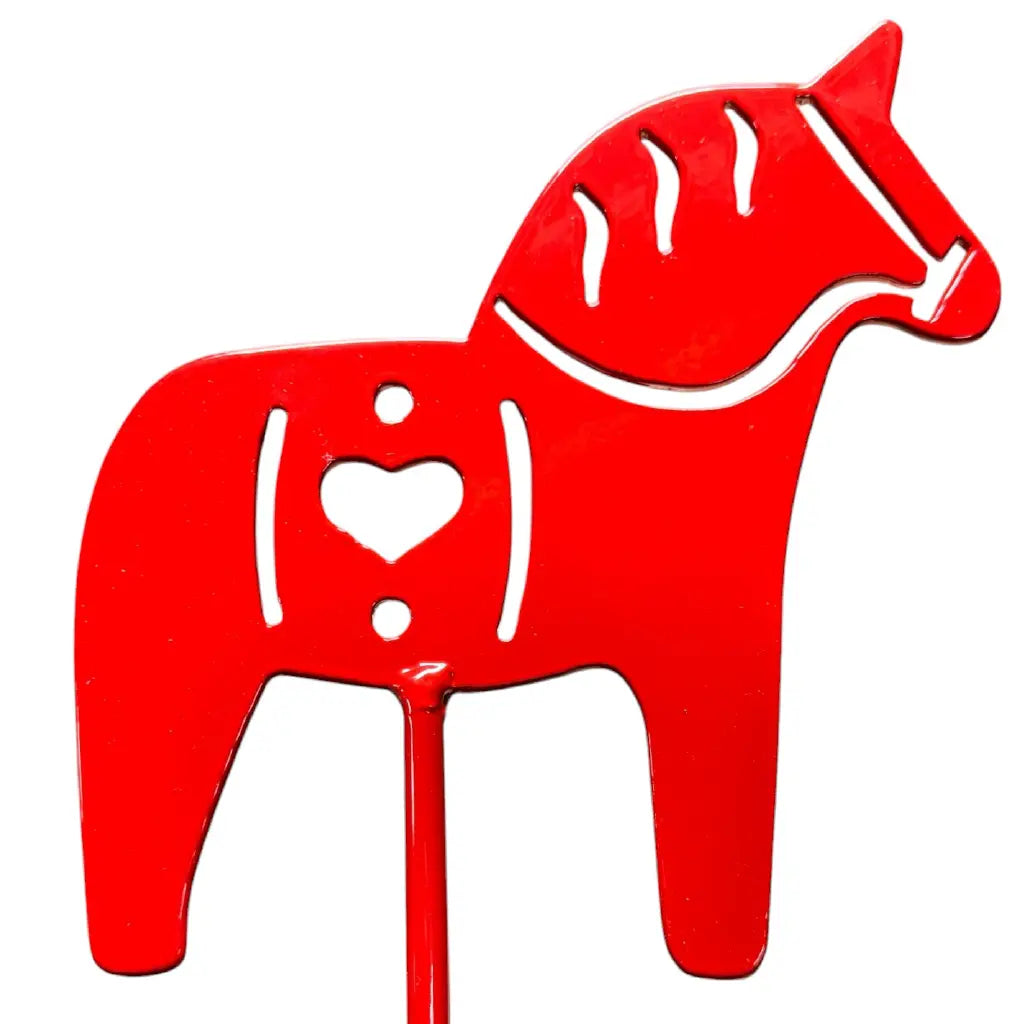 Garden Stake: Red Metal Dala Horse Garden Stake Lawn Ornament (30" Height)