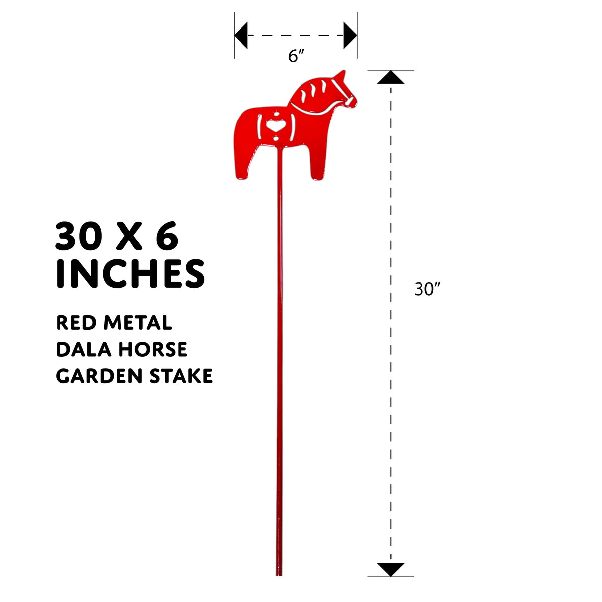 Garden Stake: Red Metal Dala Horse Garden Stake Lawn Ornament (30" Height)