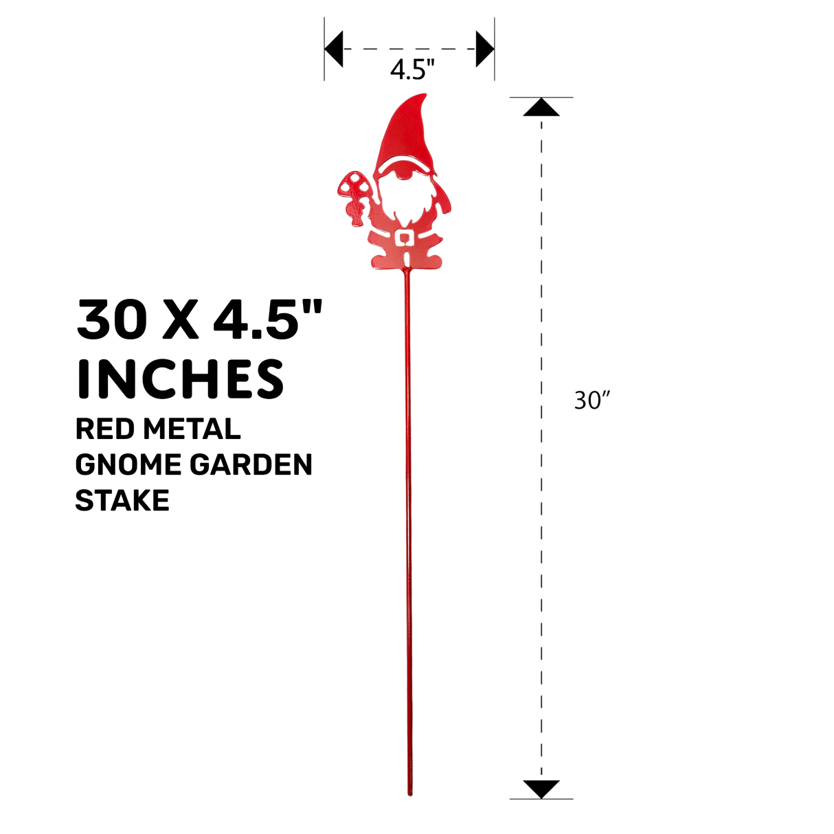 Garden Stake: Red Tomte - Gnome Metal Garden Stake (30" Height)