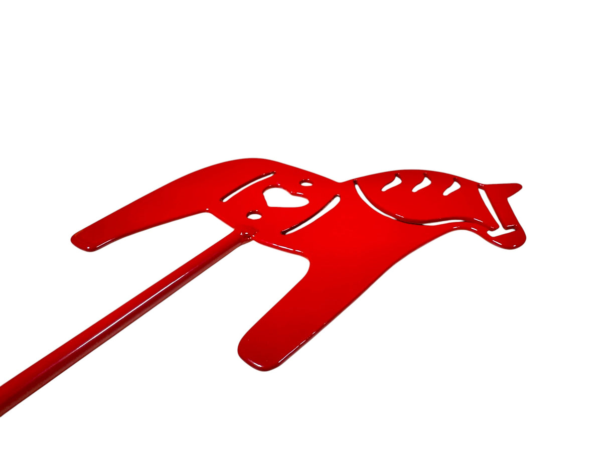 Garden Stake: Red Metal Dala Horse Garden Stake Lawn Ornament (30" Height)