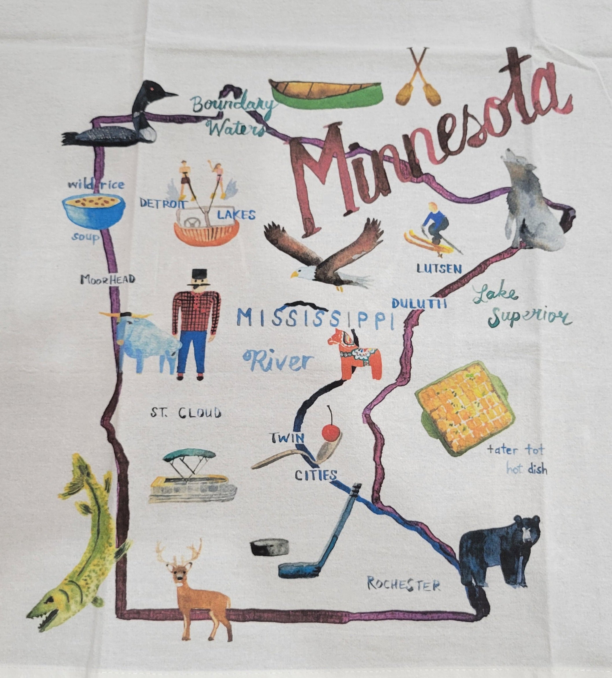 Tea Towel: Minnesota Map