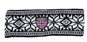 Headband - Black - White Stars - Norway Flag - Unisex Size