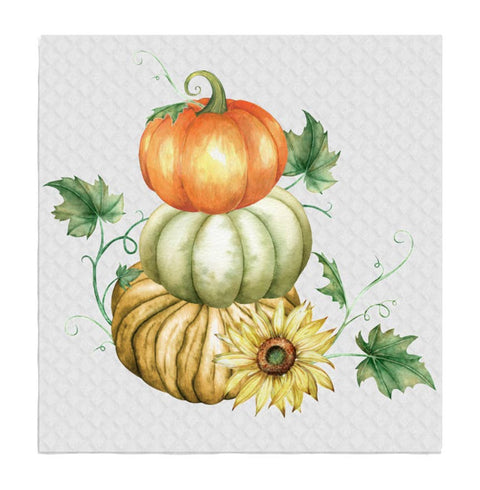 Dish Cloth: Fall Autumn Stacked Pumpkin SWEDISH