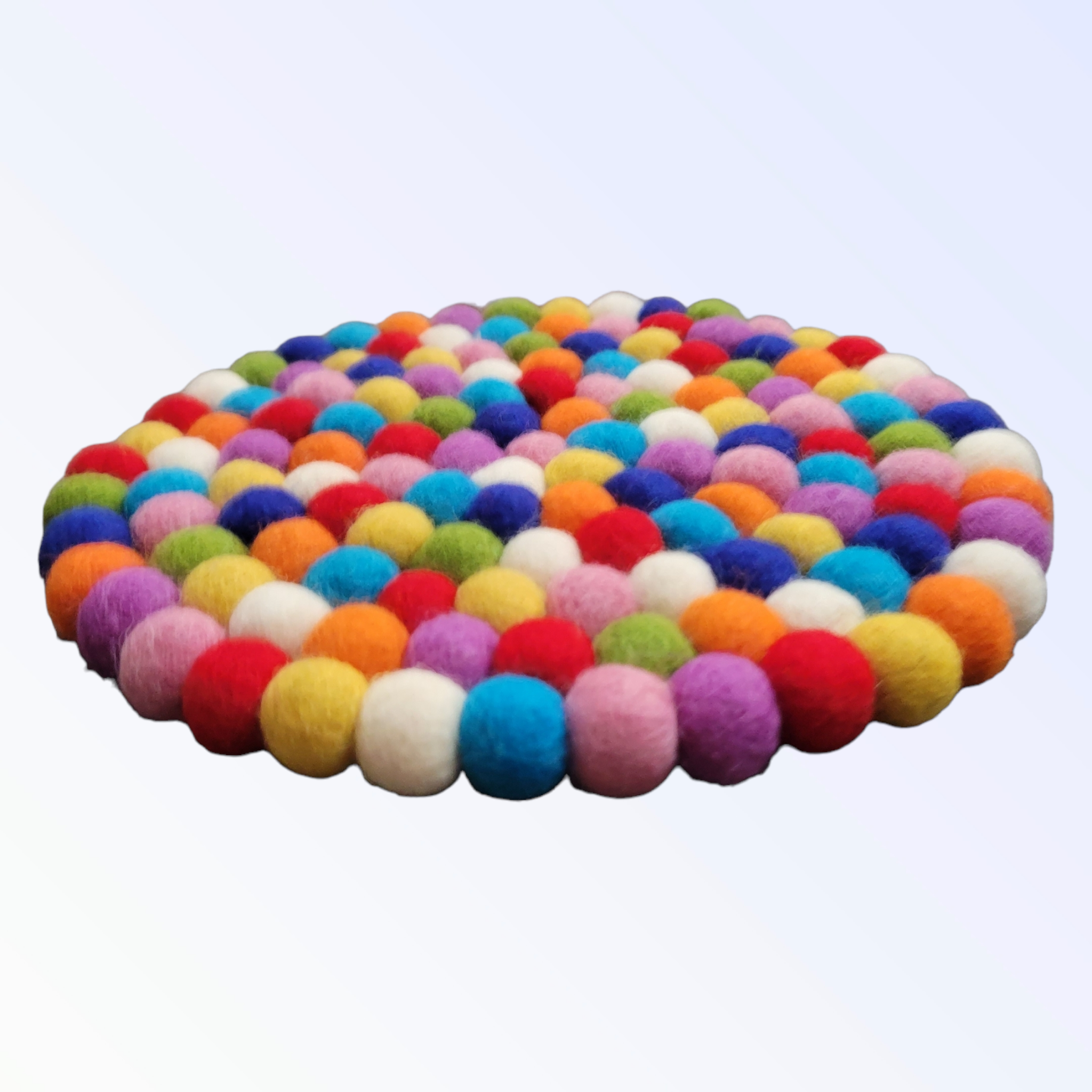 Trivet: Multi-Color Round Pom-Pom Trivet