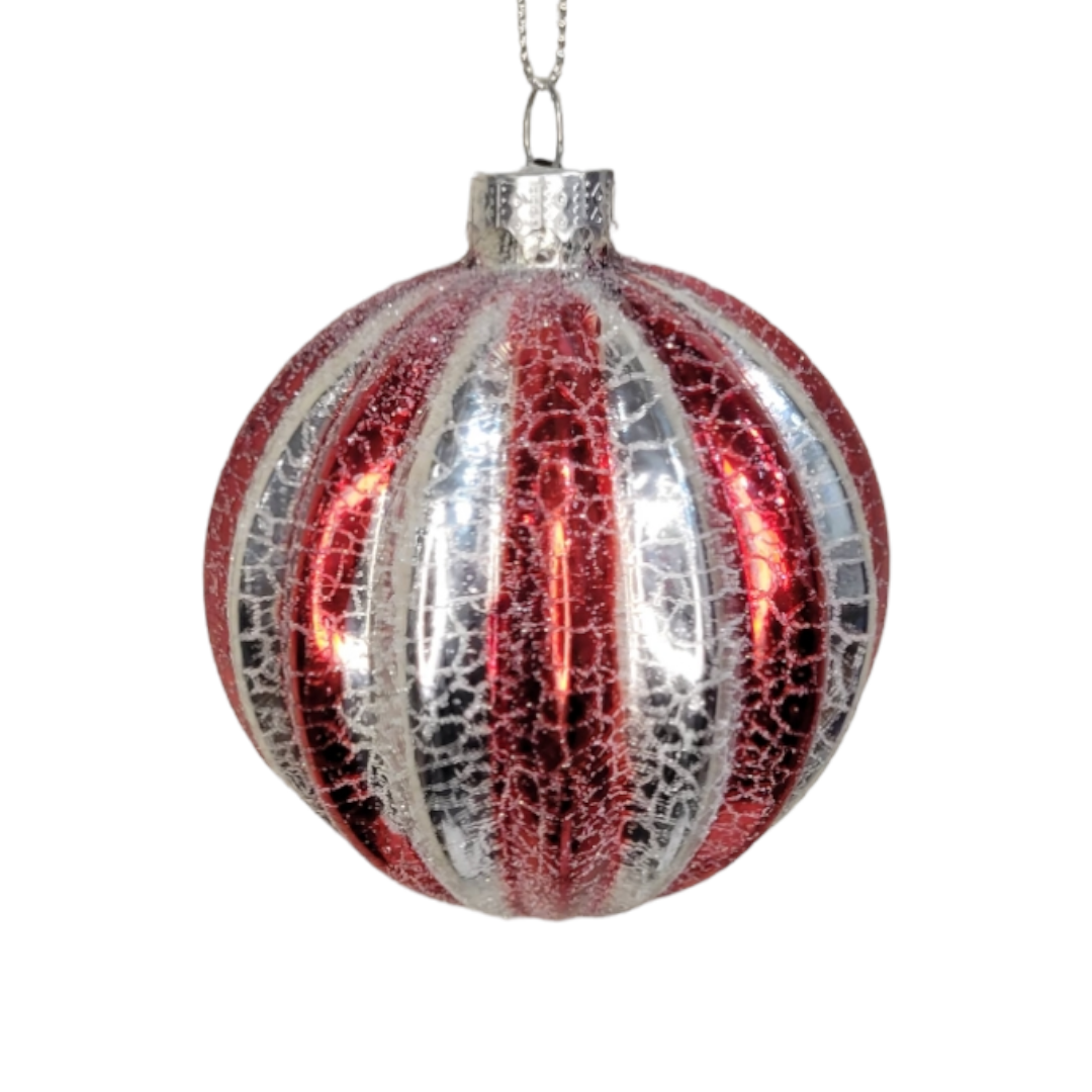 Ornament: Glass Ball Red White