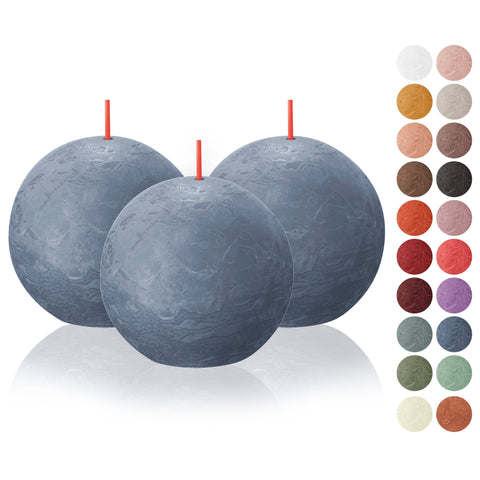Candle: Twilight Blue Rustic 3" Ball Candles - Unscented - Natural - Eco-Friendly - Plant-Based Wax