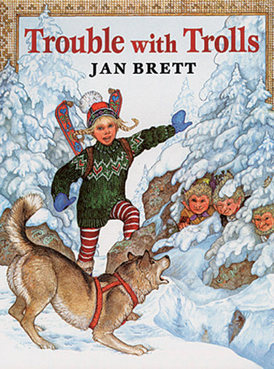 In Jan Bretts whimsical childrens book, Trouble with Trolls, a child in winter attire joyfully plays in the snow with a dog among trees, as three trolls mischievously peek from the bushes. Available as a Paperback.