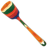 The Utensil: Marrakesh Wooden Spatula - Birch features layered multicolored stripes in orange, red, green, and blue, plus a hole at the handles end—an eye-catching utensil perfect for everyday kitchen use.