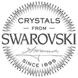 A circular logo with "Crystals from Swarovski since 1895" and a central signature, ringed by a radiating line pattern—ideal for displaying the Earrings: April Crystal Swarovski® Crystals Spiral Dangle Earrings.
