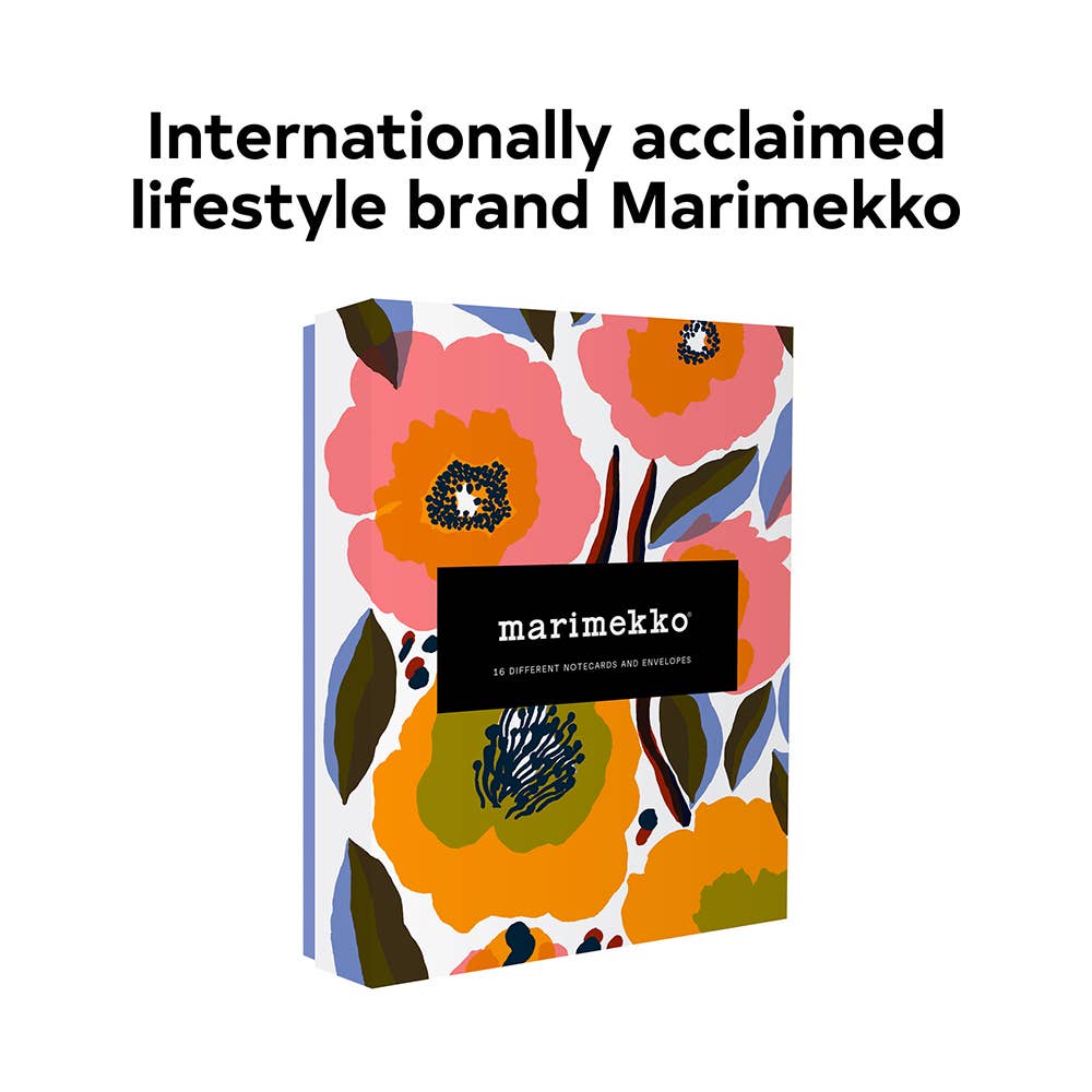 Cards: Marimekko Kukka Notecards 5x7 features 16 cards and envelopes with bold floral patterns and iconic Marimekko branding—perfect for stylish correspondence from this internationally acclaimed lifestyle brand.