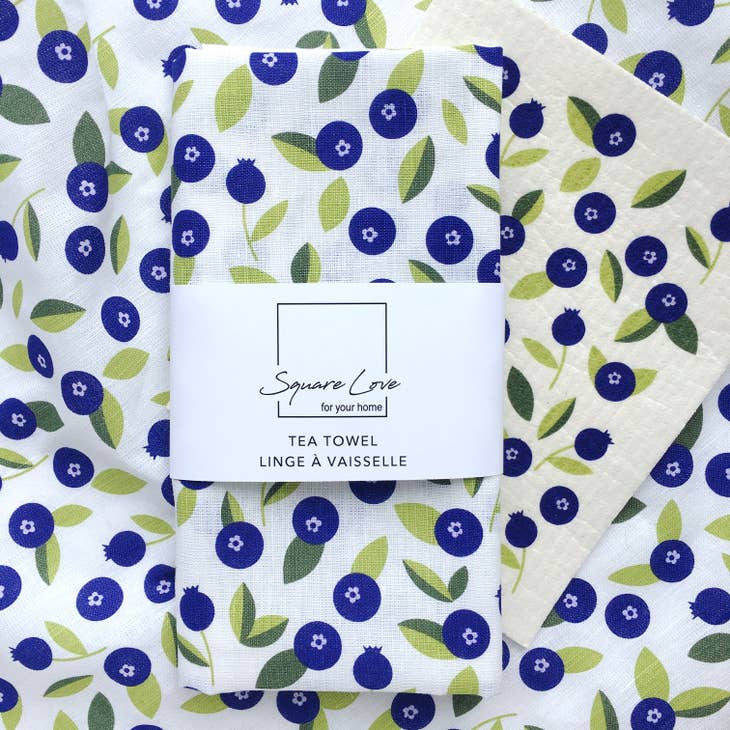 Gift Trio: Blueberry 1 Tea Towel + 1 Dish Cloth