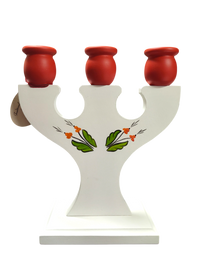 Candle Holder: Hand Crafted Swedish Candle Holder with a Dala Horse and Kurbits Holds 3 Candles