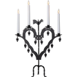 The Candelabra: Star Trading Metal Candlestick El-Tupp features a black metal, heart-shaped design with four lit white candles and decorative hanging elements, perfect for adding a warm Christmas atmosphere to your home.
