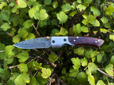 Knife: Damascus Steel Black Walnut Handle EDC "Every Day Carry" Pocket Knife