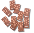 Caramel chocolate bars in brown packaging labeled “Caramel Crack” with organic certification symbols, arranged on a white background.