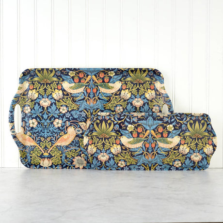 Tray: Strawberry Thief Melamine Tray - Blue by William Morris Sandwich or Almond Cake Tray