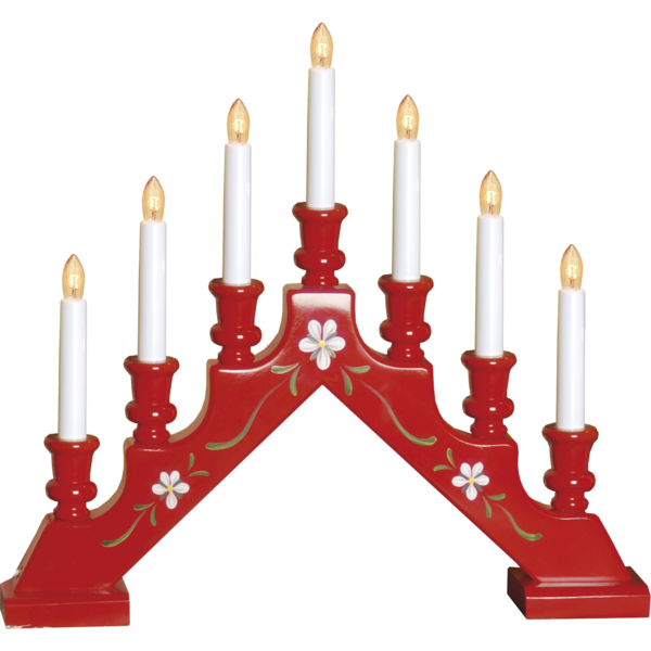 Candelabra: Star Trading Sara 7 Bright Red Floral