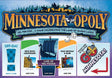 The Game: Minnesota-Opoly (state) Board Game features a board that showcases landmarks like Split Rock Lighthouse, Lake of the Woods, and Paul Bunyan & Babe cards. It also pays tribute to the famous Mall of America with its slogan honoring The Land of 10,000 Lakes.