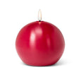 Red spherical battery-operated candle with a 3D LED flame on top.