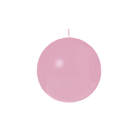 The Dusty Rose Ball Candle, 2.5" diameter, features a round pink design with a visible wick—ideal as an elegant decorative or unscented candle, set against a plain white background.