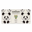 The OmNom White Chocolate with Chocolate Cookies 60g bar features geometric panda faces on its packaging and a central label, showcasing a delicious mix of white chocolate and chocolate cookies.